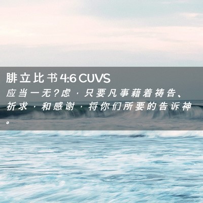 Picture 02 - 腓 立 比 书 4:6 CUVS - 应 当 一 无 ? 虑 ， 只 要 凡 事 藉 着 - Bible Verse Picture