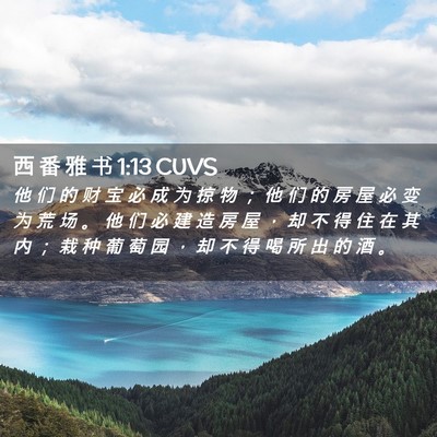 Picture 02 - 西 番 雅 书 1:13 CUVS - 他 们 的 财 宝 必 成 为 掠 物 ； 他 - Bible Verse Picture