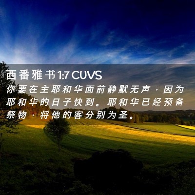 Picture 02 - 西 番 雅 书 1:7 CUVS - 你 要 在 主 耶 和 华 面 前 静 默 无 - Bible Verse Picture
