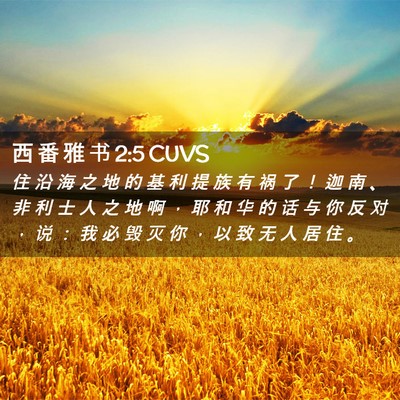 Picture 02 - 西 番 雅 书 2:5 CUVS - 住 沿 海 之 地 的 基 利 提 族 有 祸 - Bible Verse Picture