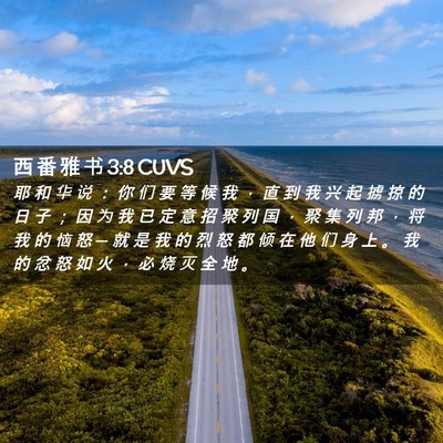 Picture 02 - 西 番 雅 书 3:8 CUVS - 耶 和 华 说 ： 你 们 要 等 候 我 ， - Bible Verse Picture