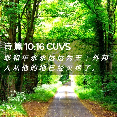 Picture 02 - 诗 篇 10:16 CUVS - 耶 和 华 永 永 远 远 为 王 ； 外 邦 - Bible Verse Picture