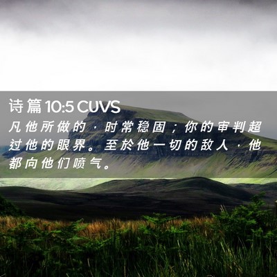 Picture 02 - 诗 篇 10:5 CUVS - 凡 他 所 做 的 ， 时 常 稳 固 ； 你 - Bible Verse Picture