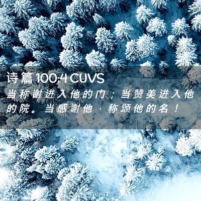 Picture 02 - 诗 篇 100:4 CUVS - 当 称 谢 进 入 他 的 门 ； 当 赞 美 - Bible Verse Picture