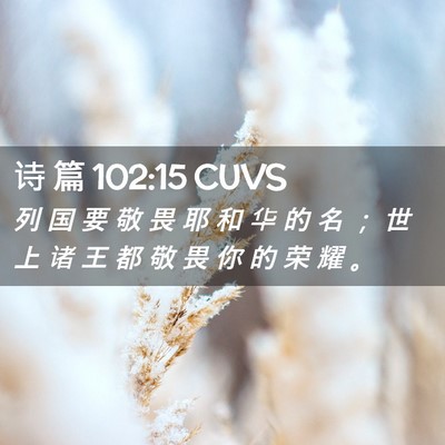 Picture 02 - 诗 篇 102:15 CUVS - 列 国 要 敬 畏 耶 和 华 的 名 ； 世 - Bible Verse Picture