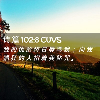 Picture 02 - 诗 篇 102:8 CUVS - 我 的 仇 敌 终 日 辱 骂 我 ； 向 我 - Bible Verse Picture