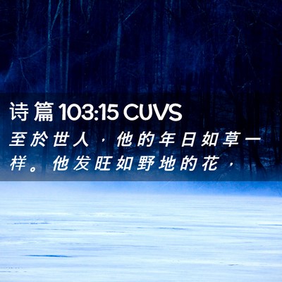 Picture 02 - 诗 篇 103:15 CUVS - 至 於 世 人 ， 他 的 年 日 如 草 一 - Bible Verse Picture