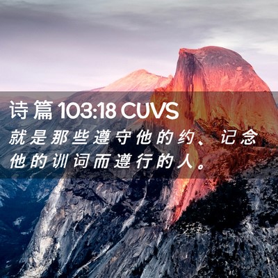 Picture 02 - 诗 篇 103:18 CUVS - 就 是 那 些 遵 守 他 的 约 、 记 念 - Bible Verse Picture