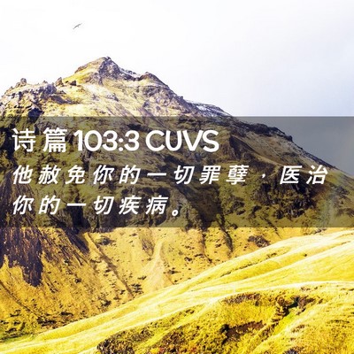 Picture 02 - 诗 篇 103:3 CUVS - 他 赦 免 你 的 一 切 罪 孽 ， 医 治 - Bible Verse Picture