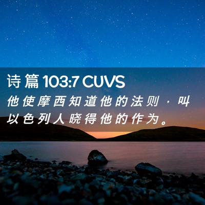 Picture 02 - 诗 篇 103:7 CUVS - 他 使 摩 西 知 道 他 的 法 则 ， 叫 - Bible Verse Picture