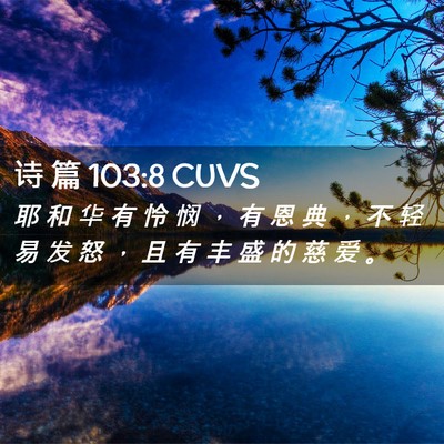 Picture 02 - 诗 篇 103:8 CUVS - 耶 和 华 有 怜 悯 ， 有 恩 典 ， 不 - Bible Verse Picture