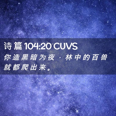 Picture 02 - 诗 篇 104:20 CUVS - 你 造 黑 暗 为 夜 ， 林 中 的 百 兽 - Bible Verse Picture