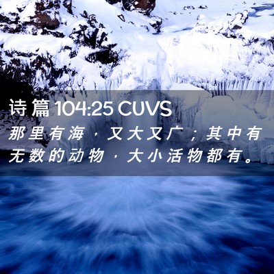 Picture 02 - 诗 篇 104:25 CUVS - 那 里 有 海 ， 又 大 又 广 ； 其 中 - Bible Verse Picture