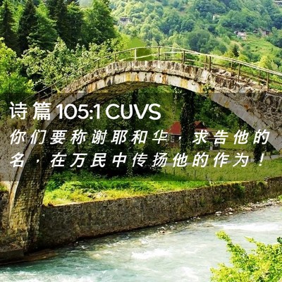 Picture 02 - 诗 篇 105:1 CUVS - 你 们 要 称 谢 耶 和 华 ， 求 告 他 - Bible Verse Picture