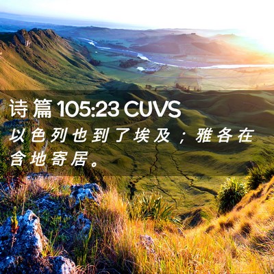 Picture 02 - 诗 篇 105:23 CUVS - 以 色 列 也 到 了 埃 及 ； 雅 各 在 - Bible Verse Picture