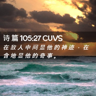Picture 02 - 诗 篇 105:27 CUVS - 在 敌 人 中 间 显 他 的 神 迹 ， 在 - Bible Verse Picture