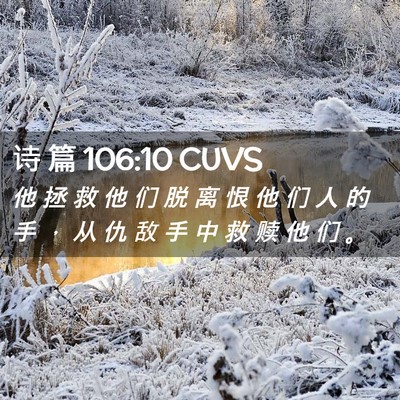 Picture 02 - 诗 篇 106:10 CUVS - 他 拯 救 他 们 脱 离 恨 他 们 人 的 - Bible Verse Picture