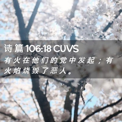 Picture 02 - 诗 篇 106:18 CUVS - 有 火 在 他 们 的 党 中 发 起 ； 有 - Bible Verse Picture