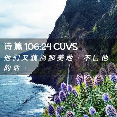 Picture 02 - 诗 篇 106:24 CUVS - 他 们 又 藐 视 那 美 地 ， 不 信 他 - Bible Verse Picture