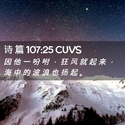 Picture 02 - 诗 篇 107:25 CUVS - 因 他 一 吩 咐 ， 狂 风 就 起 来 ， - Bible Verse Picture