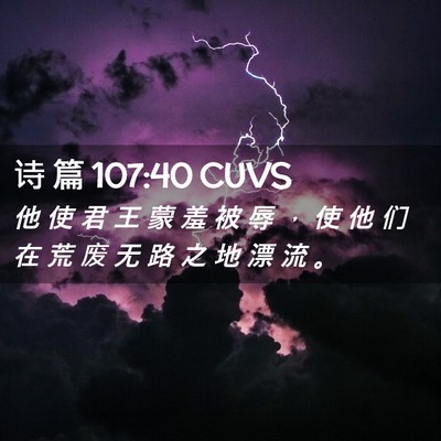 Picture 02 - 诗 篇 107:40 CUVS - 他 使 君 王 蒙 羞 被 辱 ， 使 他 们 - Bible Verse Picture