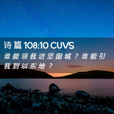 Picture 02 - 诗 篇 108:10 CUVS - 谁 能 领 我 进 坚 固 城 ？ 谁 能 引 - Bible Verse Picture