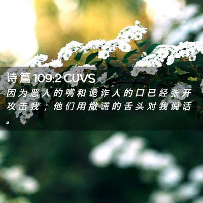 Picture 02 - 诗 篇 109:2 CUVS - 因 为 恶 人 的 嘴 和 诡 诈 人 的 口 - Bible Verse Picture