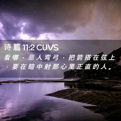 Picture 02 - 诗 篇 11:2 CUVS - 看 哪 ， 恶 人 弯 弓 ， 把 箭 搭 在 - Bible Verse Picture