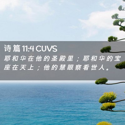Picture 02 - 诗 篇 11:4 CUVS - 耶 和 华 在 他 的 圣 殿 里 ； 耶 和 - Bible Verse Picture