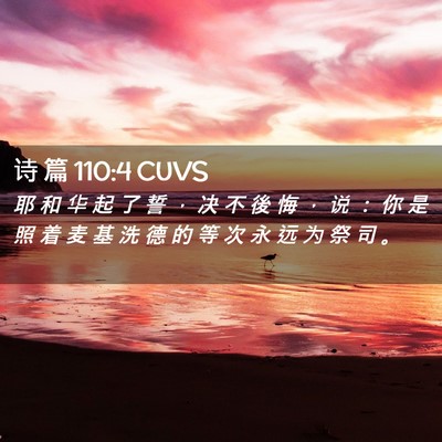 Picture 02 - 诗 篇 110:4 CUVS - 耶 和 华 起 了 誓 ， 决 不 後 悔 ， - Bible Verse Picture
