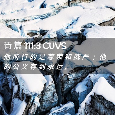 Picture 02 - 诗 篇 111:3 CUVS - 他 所 行 的 是 尊 荣 和 威 严 ； 他 - Bible Verse Picture