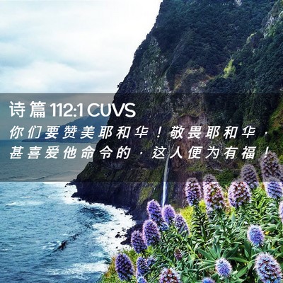 Picture 02 - 诗 篇 112:1 CUVS - 你 们 要 赞 美 耶 和 华 ！ 敬 畏 耶 - Bible Verse Picture
