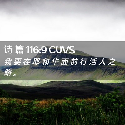 Picture 02 - 诗 篇 116:9 CUVS - 我 要 在 耶 和 华 面 前 行 活 人 之 - Bible Verse Picture