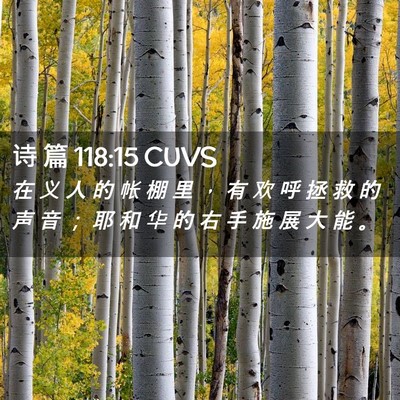 Picture 02 - 诗 篇 118:15 CUVS - 在 义 人 的 帐 棚 里 ， 有 欢 呼 拯 - Bible Verse Picture