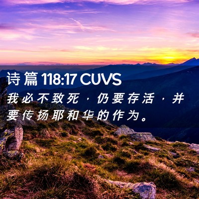 Picture 02 - 诗 篇 118:17 CUVS - 我 必 不 致 死 ， 仍 要 存 活 ， 并 - Bible Verse Picture