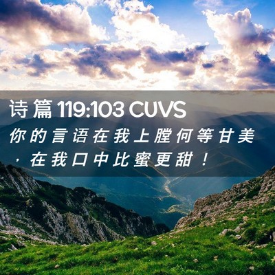 Picture 02 - 诗 篇 119:103 CUVS - 你 的 言 语 在 我 上 膛 何 等 甘 美 - Bible Verse Picture