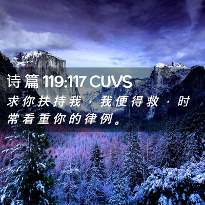 Picture 02 - 诗 篇 119:117 CUVS - 求 你 扶 持 我 ， 我 便 得 救 ， 时 - Bible Verse Picture