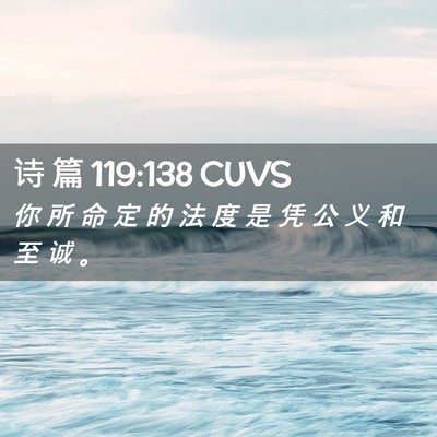 Picture 02 - 诗 篇 119:138 CUVS - 你 所 命 定 的 法 度 是 凭 公 义 和 - Bible Verse Picture