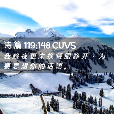 Picture 02 - 诗 篇 119:148 CUVS - 我 趁 夜 更 未 换 将 眼 睁 开 ， 为 - Bible Verse Picture