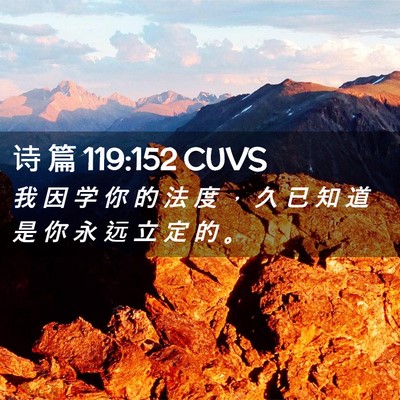 Picture 02 - 诗 篇 119:152 CUVS - 我 因 学 你 的 法 度 ， 久 已 知 道 - Bible Verse Picture
