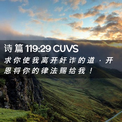 Picture 02 - 诗 篇 119:29 CUVS - 求 你 使 我 离 开 奸 诈 的 道 ， 开 - Bible Verse Picture