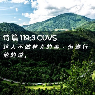 Picture 02 - 诗 篇 119:3 CUVS - 这 人 不 做 非 义 的 事 ， 但 遵 行 - Bible Verse Picture