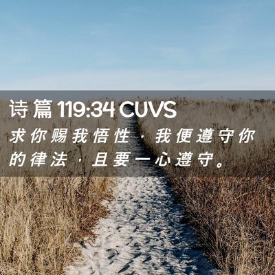 Picture 02 - 诗 篇 119:34 CUVS - 求 你 赐 我 悟 性 ， 我 便 遵 守 你 - Bible Verse Picture