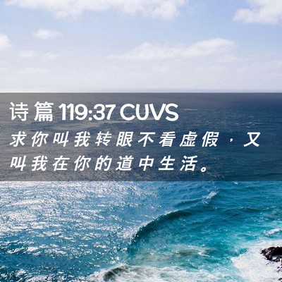 Picture 02 - 诗 篇 119:37 CUVS - 求 你 叫 我 转 眼 不 看 虚 假 ， 又 - Bible Verse Picture