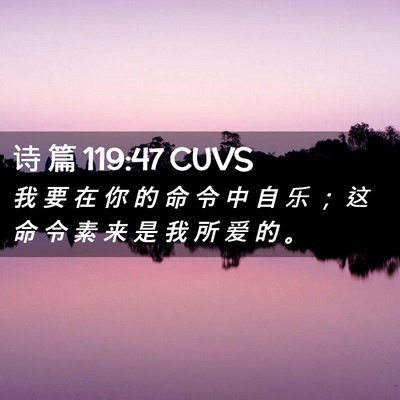 Picture 02 - 诗 篇 119:47 CUVS - 我 要 在 你 的 命 令 中 自 乐 ； 这 - Bible Verse Picture