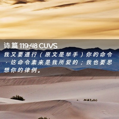Picture 02 - 诗 篇 119:48 CUVS - 我 又 要 遵 行 （ 原 文 是 举 手 ） - Bible Verse Picture