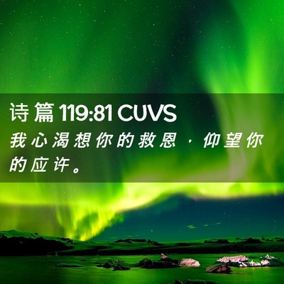 Picture 02 - 诗 篇 119:81 CUVS - 我 心 渴 想 你 的 救 恩 ， 仰 望 你 - Bible Verse Picture
