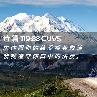 Picture 02 - 诗 篇 119:88 CUVS - 求 你 照 你 的 慈 爱 将 我 救 活 ， - Bible Verse Picture