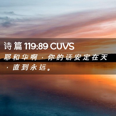 Picture 02 - 诗 篇 119:89 CUVS - 耶 和 华 啊 ， 你 的 话 安 定 在 天 - Bible Verse Picture