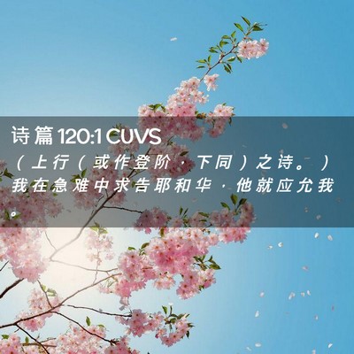 Picture 02 - 诗 篇 120:1 CUVS - （ 上 行 （ 或 作 登 阶 ， 下 同 ） - Bible Verse Picture